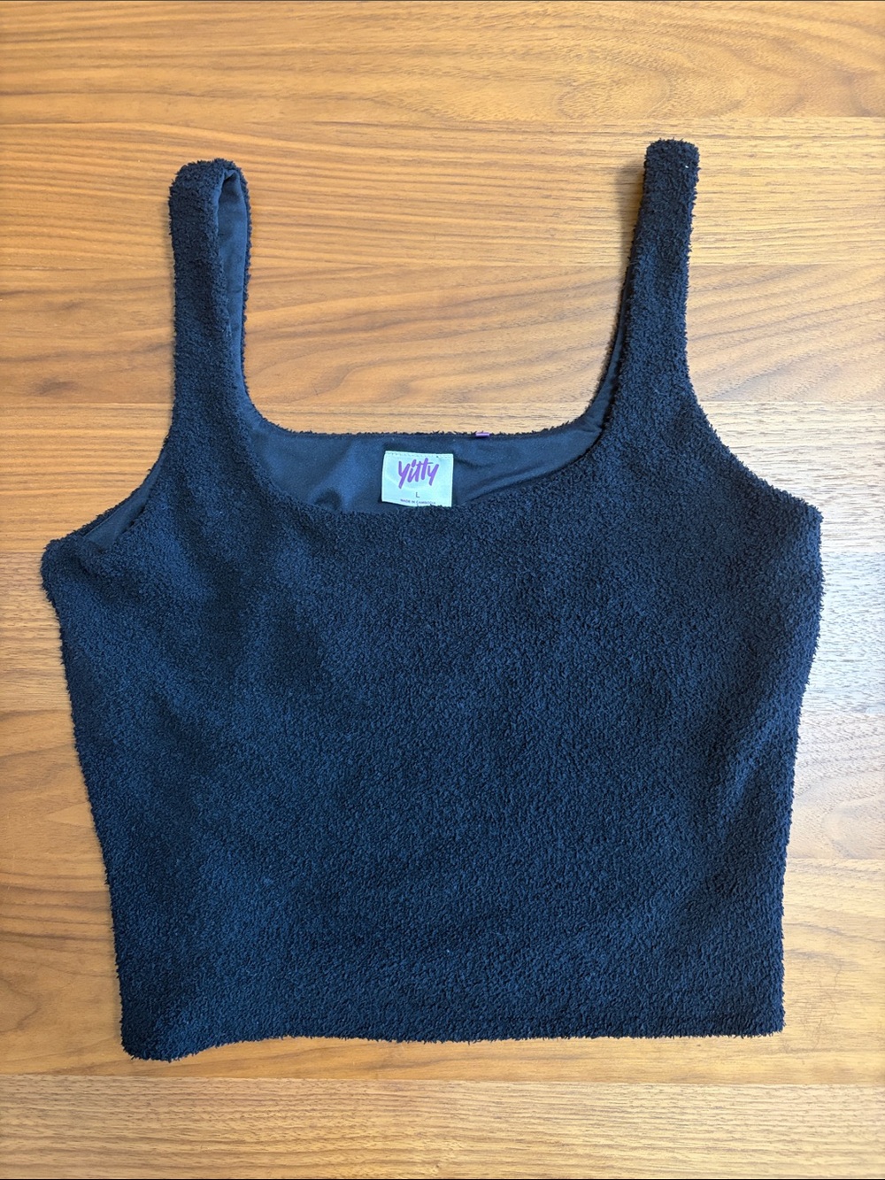 YITTY Black Textured Square Neck Crop Top